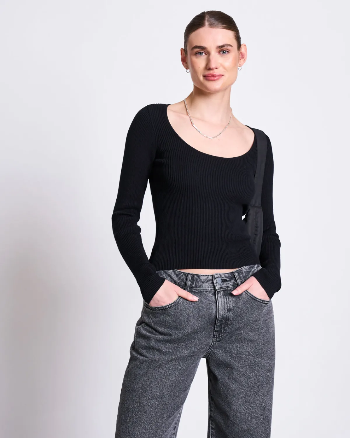 Shop JAN 'N JUNE KNIT LONGSLEEVE TIGE BLACK GOTS